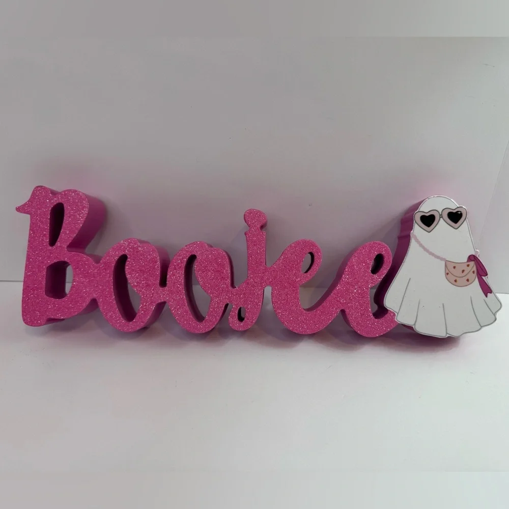 Pink Glitter 'Boo' Halloween Party Decoration